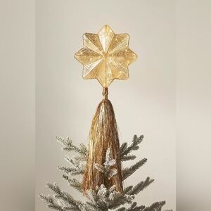 Anthropologie Light-Up Shooting Glass Star Tinsel Tree Topper